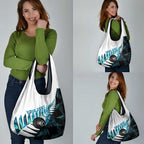 New Zealand Lawn Bowls Custom Grocery Bag Aotearoa Silver Fern Paua Shell - Aussie Hoodie