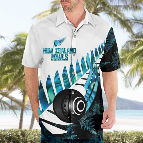 New Zealand Lawn Bowls Custom Hawaiian Shirt Aotearoa Silver Fern Paua Shell - Aussie Hoodie