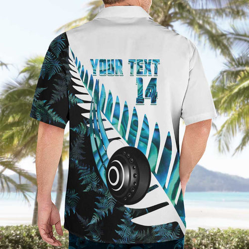 New Zealand Lawn Bowls Custom Hawaiian Shirt Aotearoa Silver Fern Paua Shell - Aussie Hoodie