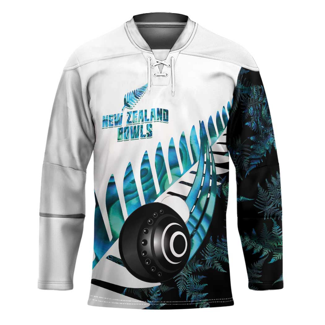 New Zealand Lawn Bowls Custom Hockey Jersey Aotearoa Silver Fern Paua Shell - Aussie Hoodie