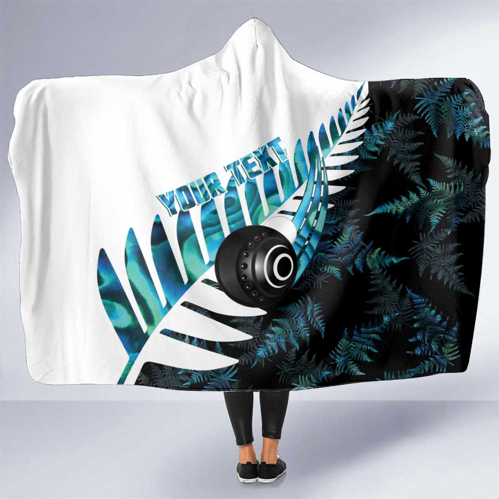 New Zealand Lawn Bowls Custom Hooded Blanket Aotearoa Silver Fern Paua Shell - Aussie Hoodie