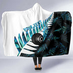 New Zealand Lawn Bowls Custom Hooded Blanket Aotearoa Silver Fern Paua Shell - Aussie Hoodie