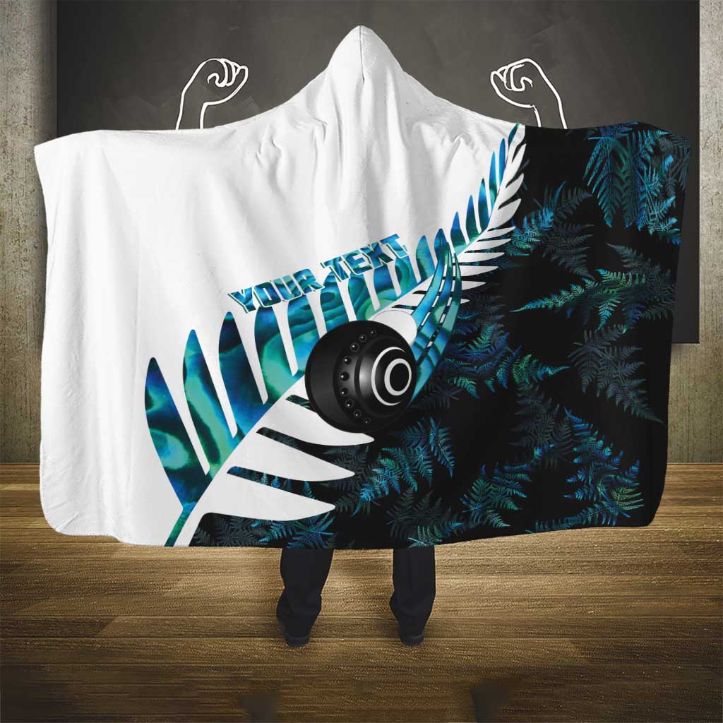 New Zealand Lawn Bowls Custom Hooded Blanket Aotearoa Silver Fern Paua Shell - Aussie Hoodie