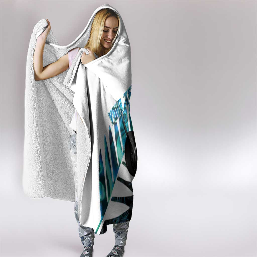 New Zealand Lawn Bowls Custom Hooded Blanket Aotearoa Silver Fern Paua Shell - Aussie Hoodie