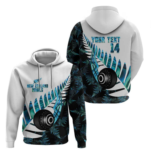 New Zealand Lawn Bowls Custom Hoodie Aotearoa Silver Fern Paua Shell - Aussie Hoodie