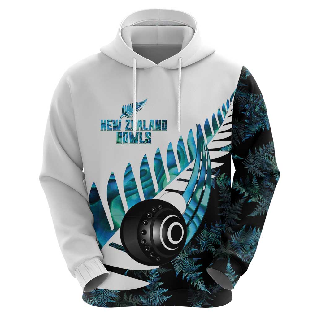 New Zealand Lawn Bowls Custom Hoodie Aotearoa Silver Fern Paua Shell - Aussie Hoodie
