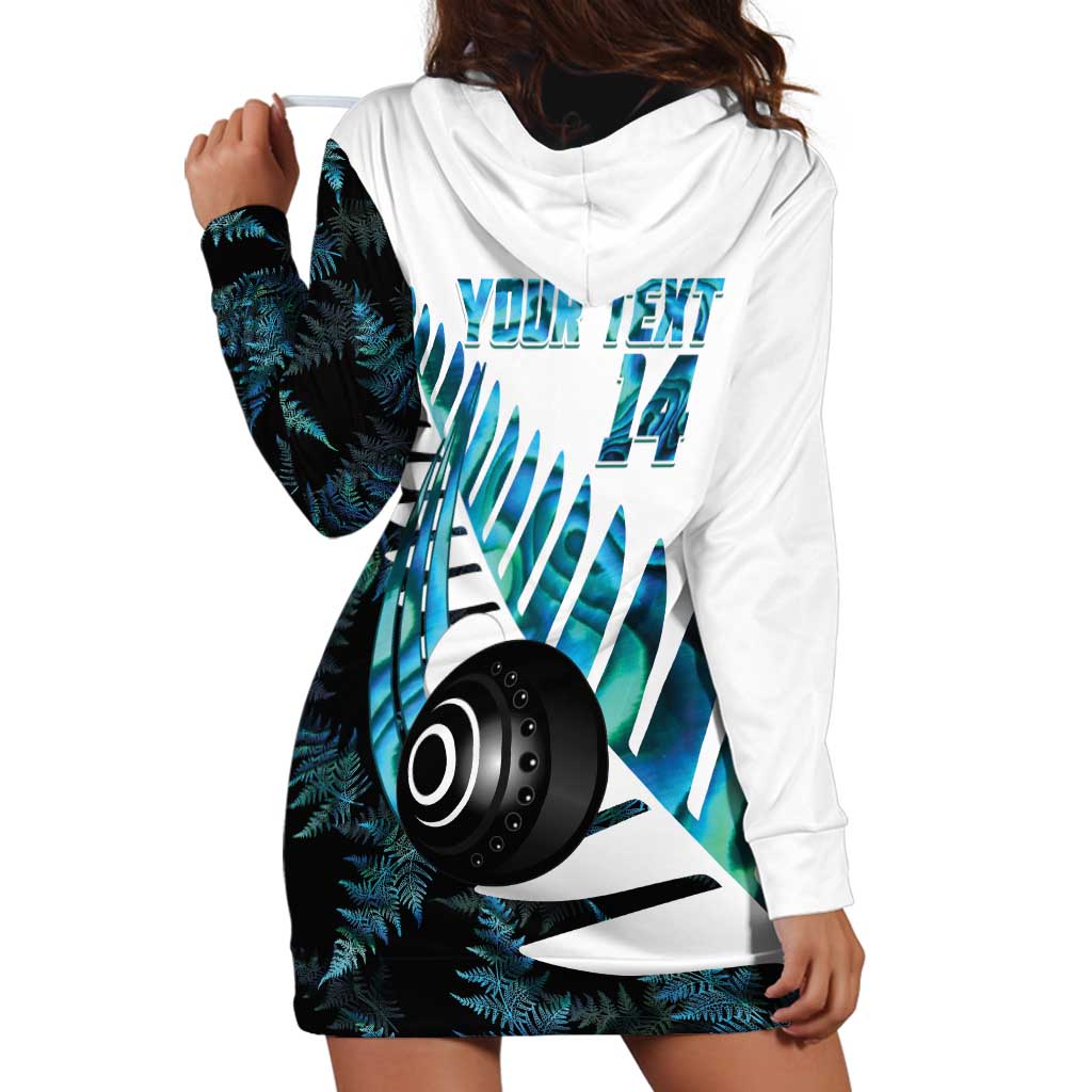 New Zealand Lawn Bowls Custom Hoodie Dress Aotearoa Silver Fern Paua Shell - Aussie Hoodie