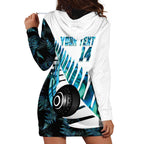 New Zealand Lawn Bowls Custom Hoodie Dress Aotearoa Silver Fern Paua Shell - Aussie Hoodie