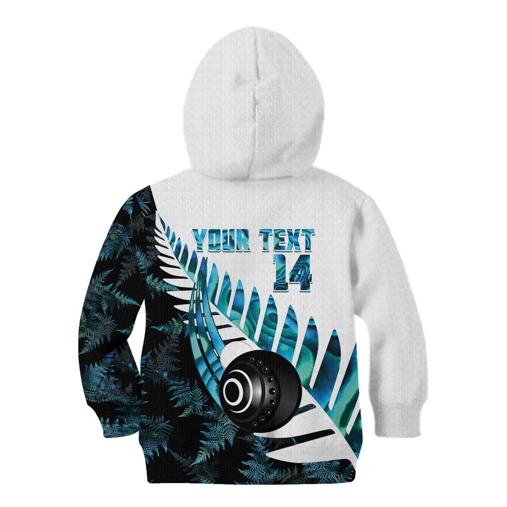 New Zealand Lawn Bowls Custom Kid Hoodie Aotearoa Silver Fern Paua Shell - Aussie Hoodie