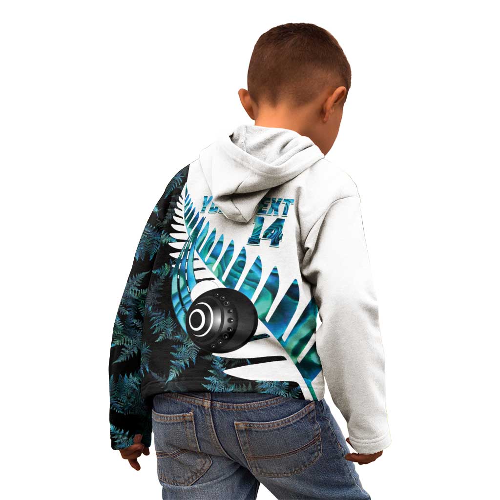New Zealand Lawn Bowls Custom Kid Hoodie Aotearoa Silver Fern Paua Shell - Aussie Hoodie