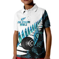 New Zealand Lawn Bowls Custom Kid Polo Shirt Aotearoa Silver Fern Paua Shell - Aussie Hoodie