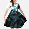 New Zealand Lawn Bowls Custom Kid Short Sleeve Dress Aotearoa Silver Fern Paua Shell - Aussie Hoodie