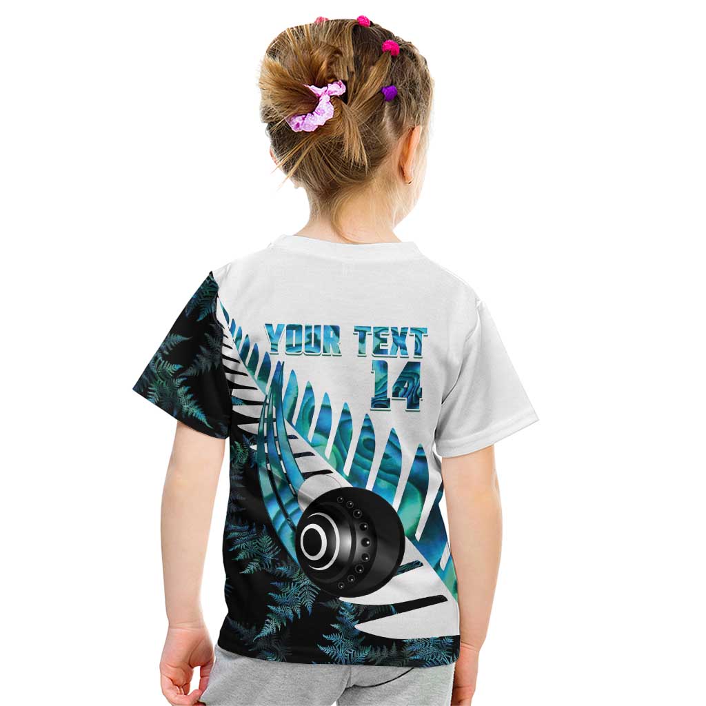 New Zealand Lawn Bowls Custom Kid T Shirt Aotearoa Silver Fern Paua Shell - Aussie Hoodie