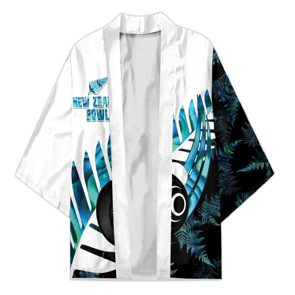 New Zealand Lawn Bowls Custom Kimono Aotearoa Silver Fern Paua Shell - Aussie Hoodie