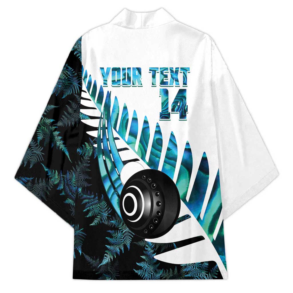 New Zealand Lawn Bowls Custom Kimono Aotearoa Silver Fern Paua Shell - Aussie Hoodie