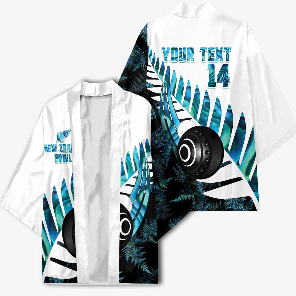 New Zealand Lawn Bowls Custom Kimono Aotearoa Silver Fern Paua Shell - Aussie Hoodie