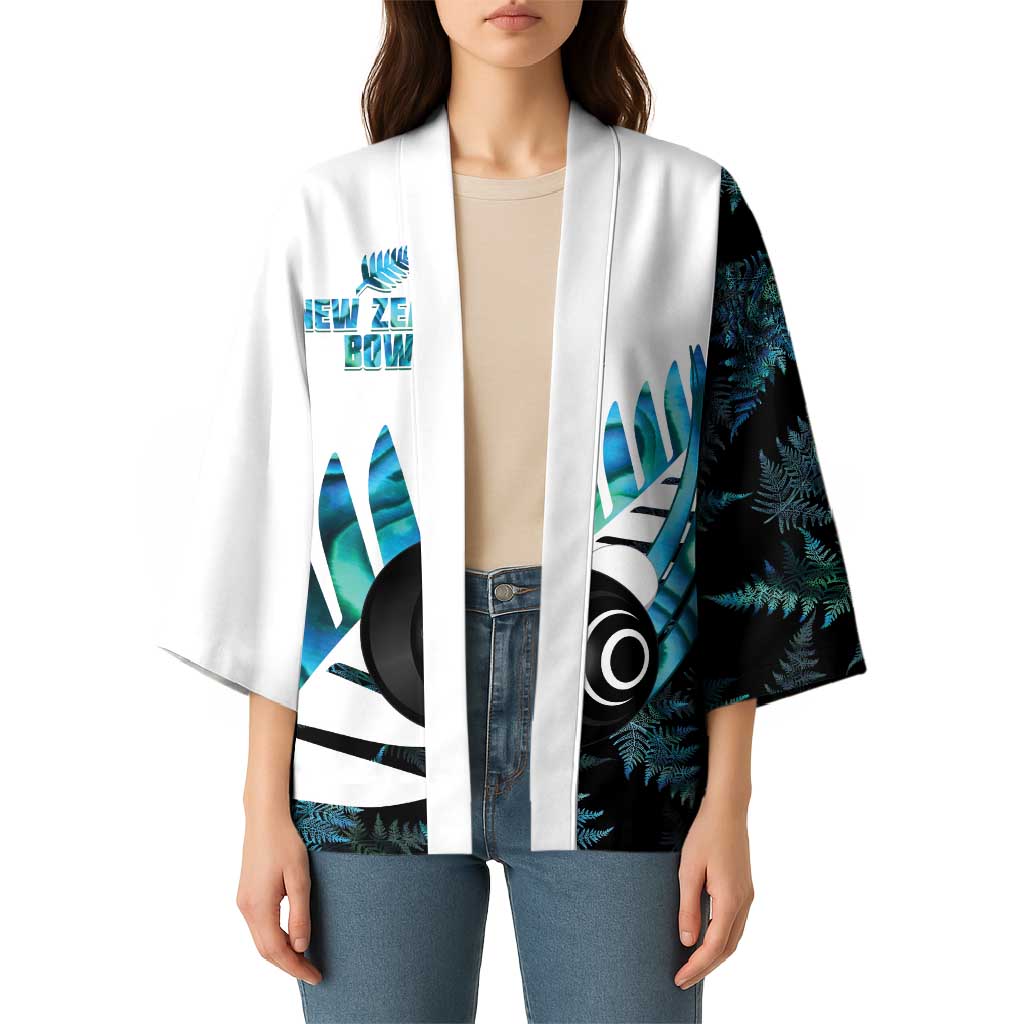 New Zealand Lawn Bowls Custom Kimono Aotearoa Silver Fern Paua Shell - Aussie Hoodie