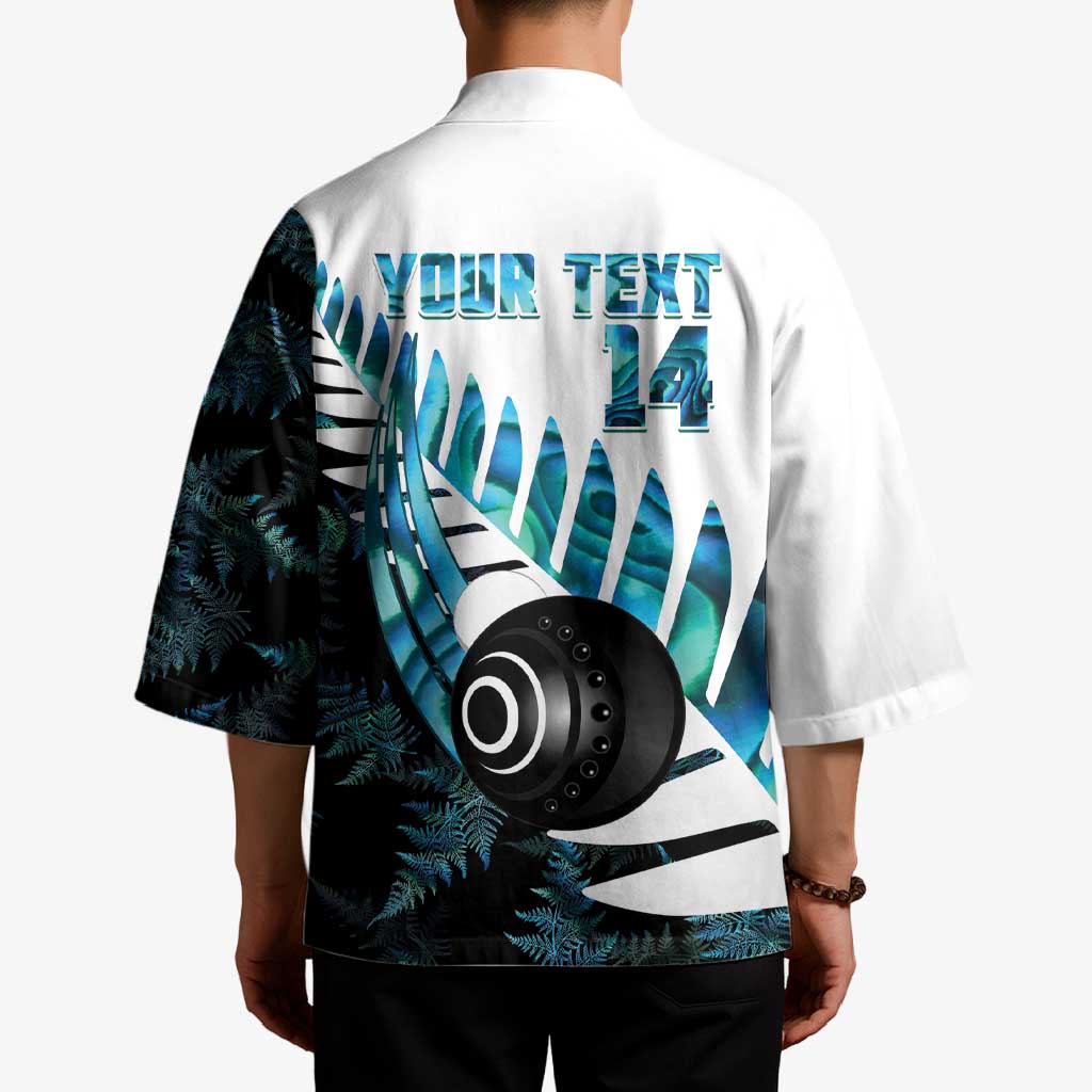 New Zealand Lawn Bowls Custom Kimono Aotearoa Silver Fern Paua Shell - Aussie Hoodie