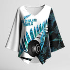 New Zealand Lawn Bowls Custom Kimono Sleeve Blouse Aotearoa Silver Fern Paua Shell - Aussie Hoodie