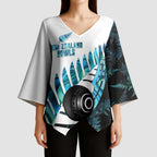 New Zealand Lawn Bowls Custom Kimono Sleeve Blouse Aotearoa Silver Fern Paua Shell - Aussie Hoodie