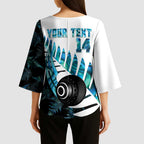 New Zealand Lawn Bowls Custom Kimono Sleeve Blouse Aotearoa Silver Fern Paua Shell - Aussie Hoodie