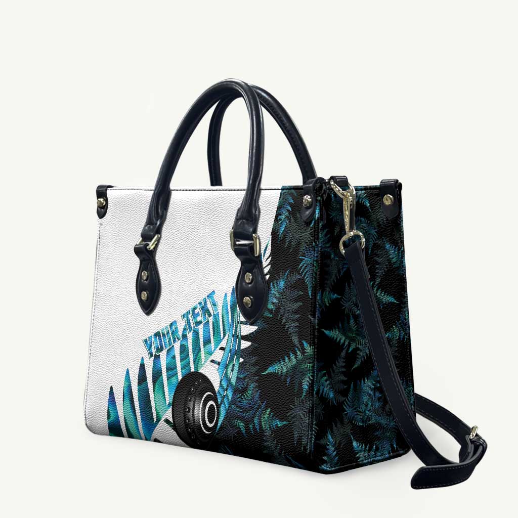 New Zealand Lawn Bowls Custom Leather Bag Aotearoa Silver Fern Paua Shell - Aussie Hoodie