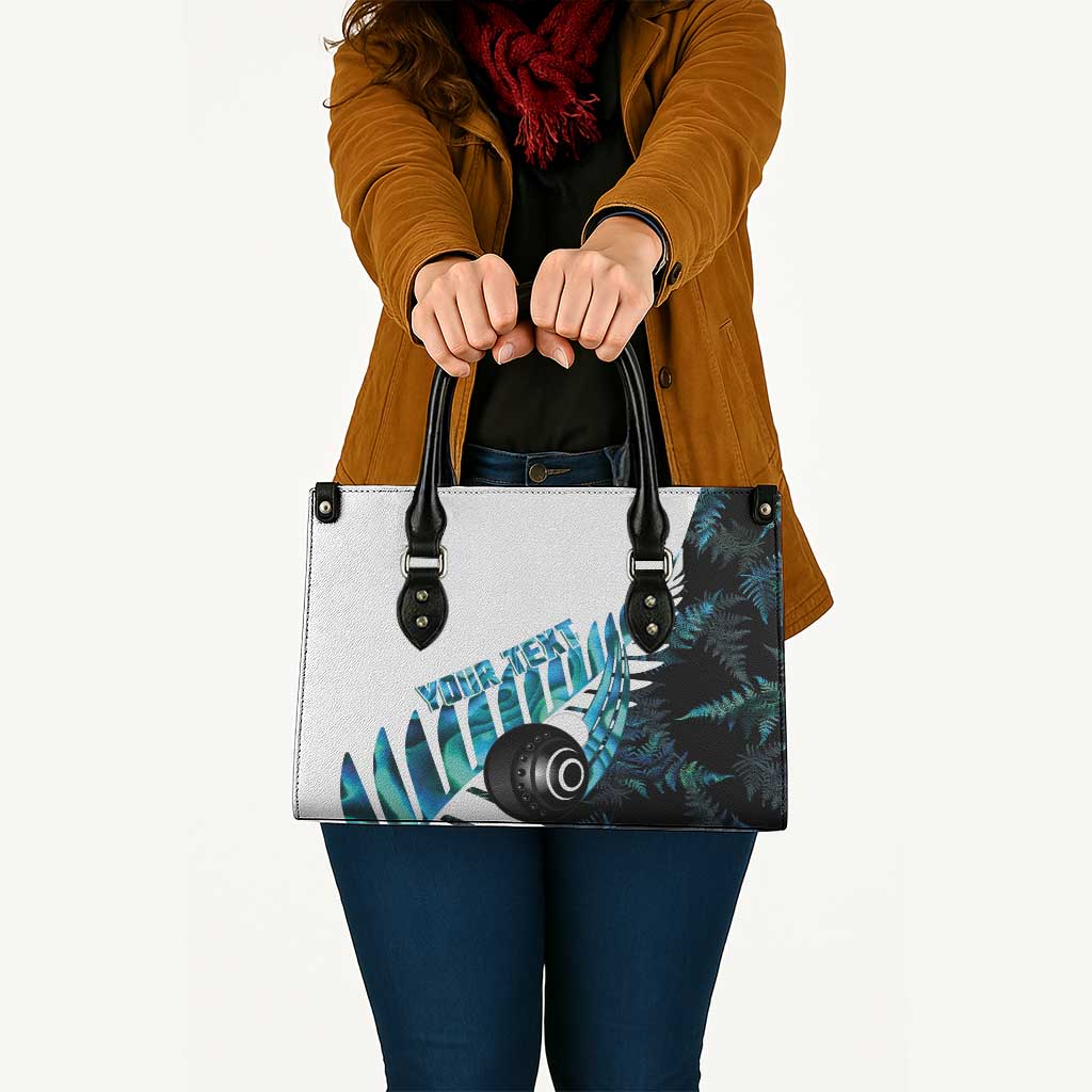 New Zealand Lawn Bowls Custom Leather Bag Aotearoa Silver Fern Paua Shell - Aussie Hoodie