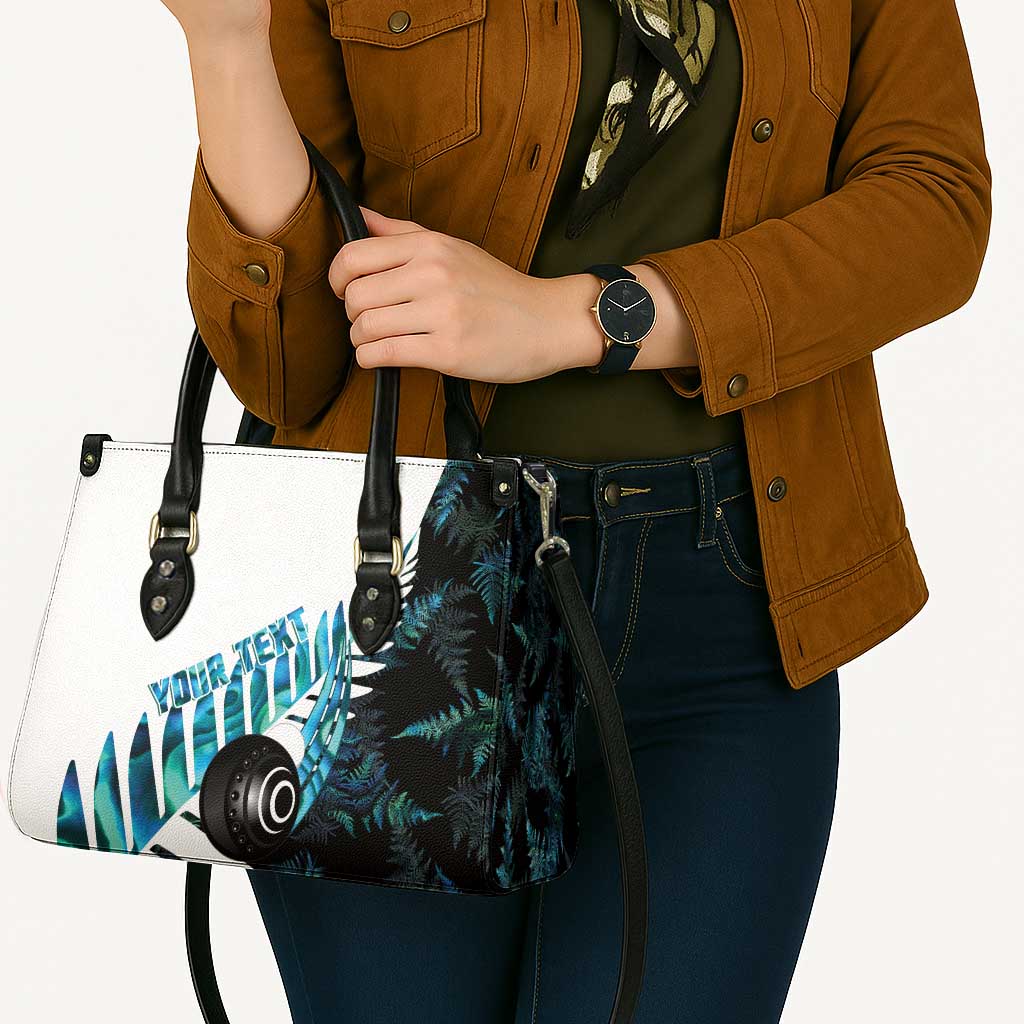 New Zealand Lawn Bowls Custom Leather Bag Aotearoa Silver Fern Paua Shell - Aussie Hoodie