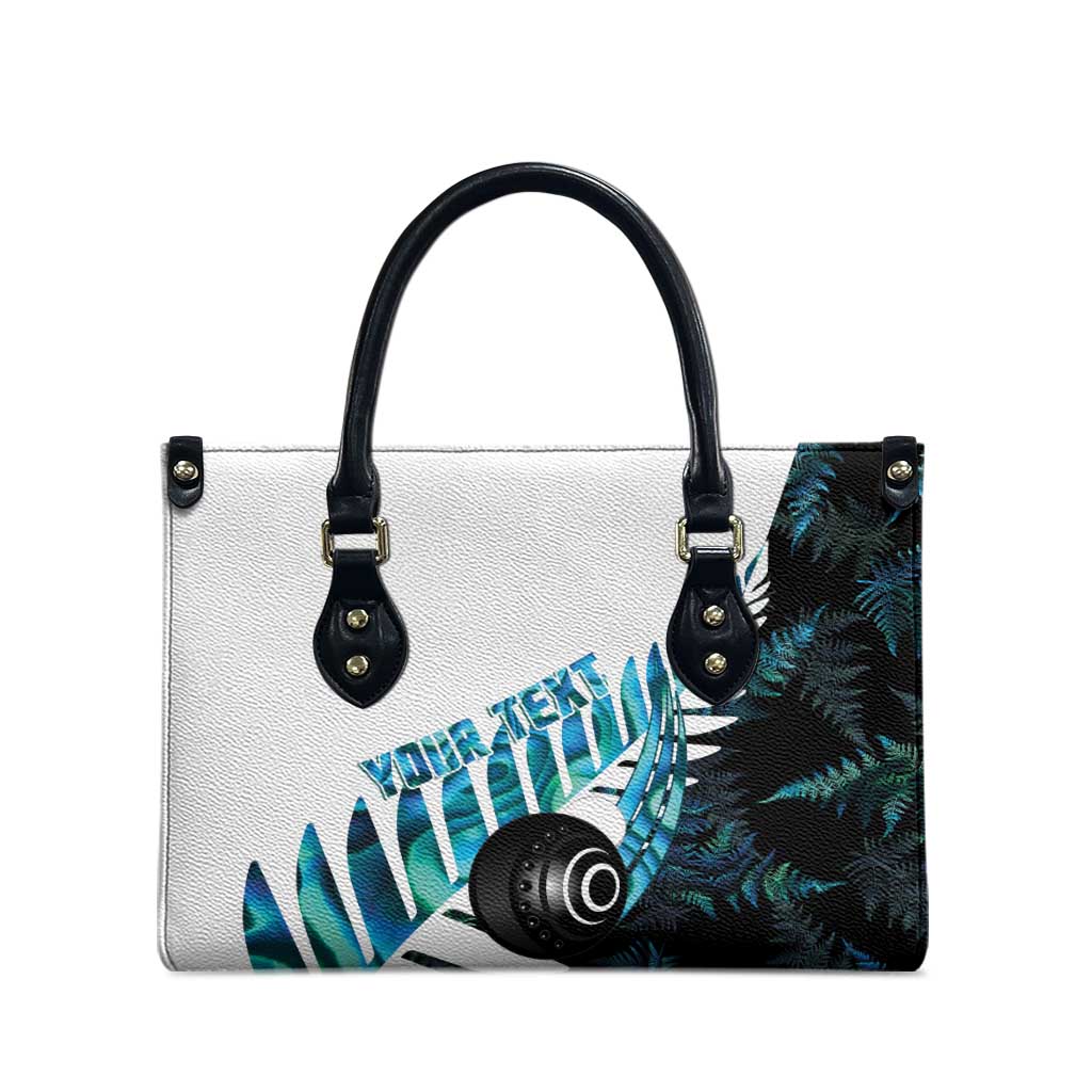 New Zealand Lawn Bowls Custom Leather Bag Aotearoa Silver Fern Paua Shell - Aussie Hoodie