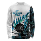 New Zealand Lawn Bowls Custom Long Sleeve Shirt Aotearoa Silver Fern Paua Shell - Aussie Hoodie