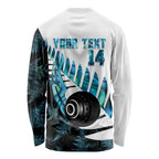 New Zealand Lawn Bowls Custom Long Sleeve Shirt Aotearoa Silver Fern Paua Shell - Aussie Hoodie