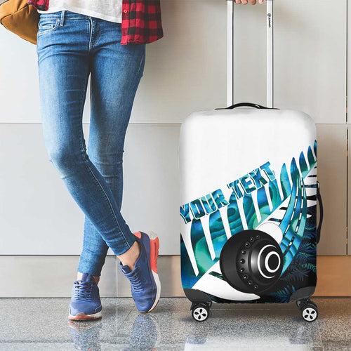 New Zealand Lawn Bowls Custom Luggage Cover Aotearoa Silver Fern Paua Shell - Aussie Hoodie
