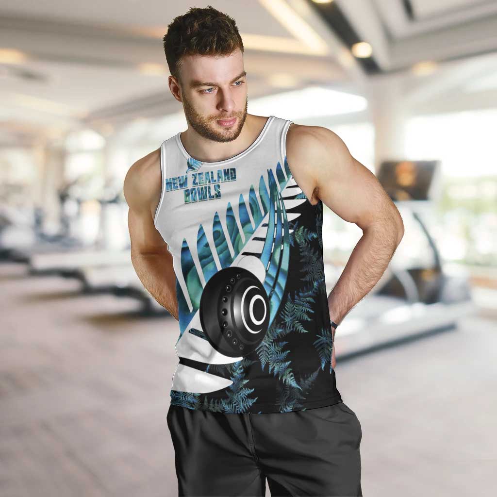 New Zealand Lawn Bowls Custom Men Tank Top Aotearoa Silver Fern Paua Shell - Aussie Hoodie