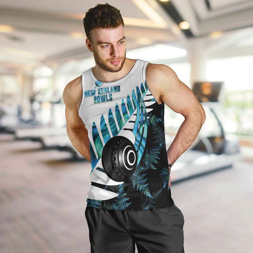 New Zealand Lawn Bowls Custom Men Tank Top Aotearoa Silver Fern Paua Shell - Aussie Hoodie