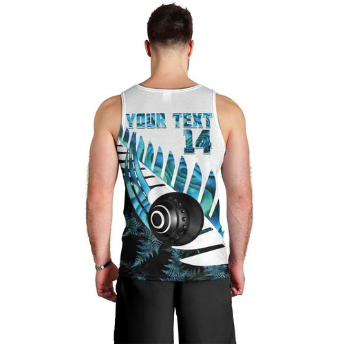 New Zealand Lawn Bowls Custom Men Tank Top Aotearoa Silver Fern Paua Shell - Aussie Hoodie