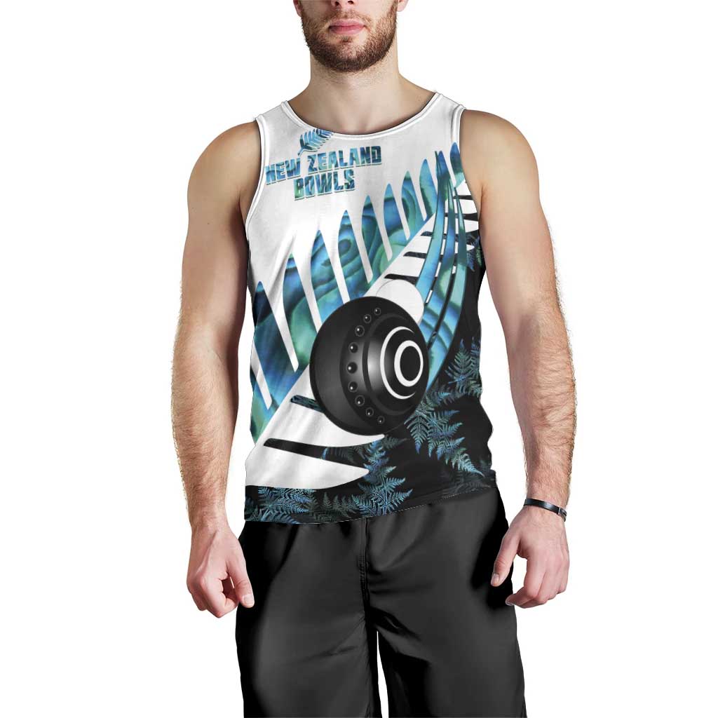 New Zealand Lawn Bowls Custom Men Tank Top Aotearoa Silver Fern Paua Shell - Aussie Hoodie