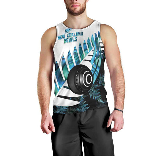 New Zealand Lawn Bowls Custom Men Tank Top Aotearoa Silver Fern Paua Shell - Aussie Hoodie