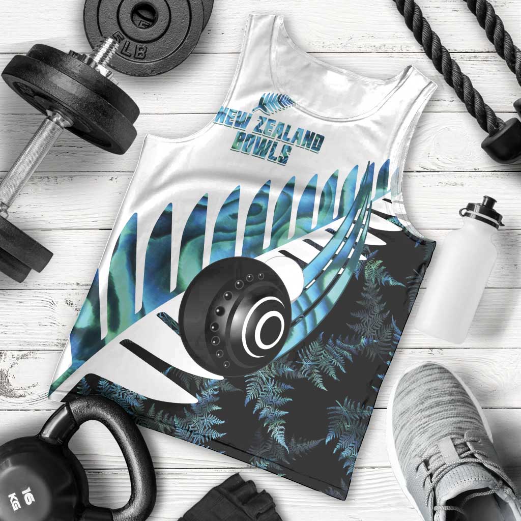 New Zealand Lawn Bowls Custom Men Tank Top Aotearoa Silver Fern Paua Shell - Aussie Hoodie