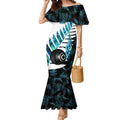 New Zealand Lawn Bowls Custom Mermaid Dress Aotearoa Silver Fern Paua Shell - Aussie Hoodie