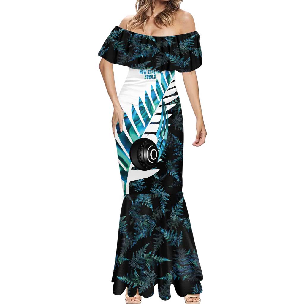 New Zealand Lawn Bowls Custom Mermaid Dress Aotearoa Silver Fern Paua Shell - Aussie Hoodie