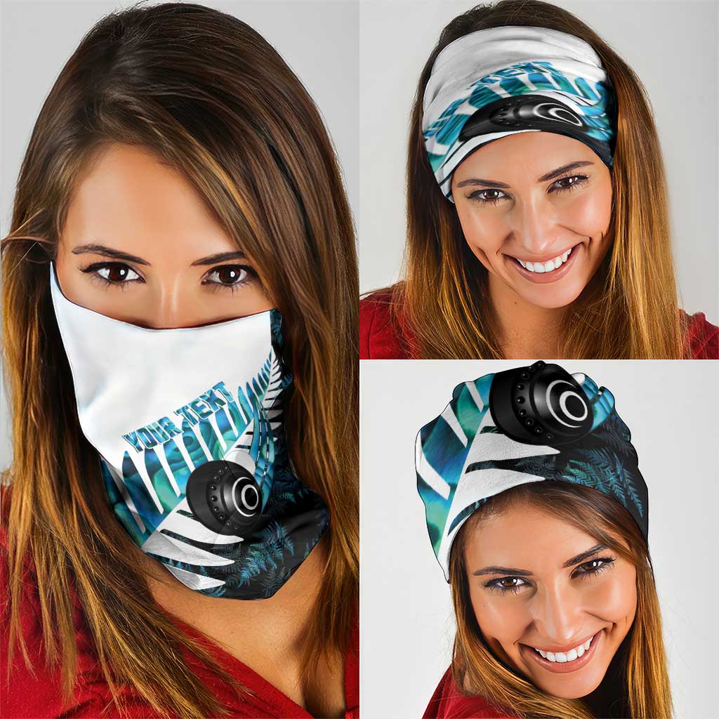 New Zealand Lawn Bowls Custom Neck Gaiter Aotearoa Silver Fern Paua Shell - Aussie Hoodie