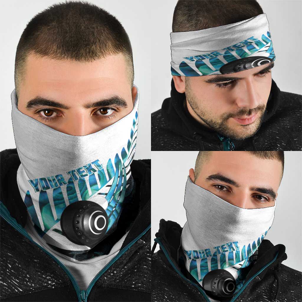 New Zealand Lawn Bowls Custom Neck Gaiter Aotearoa Silver Fern Paua Shell - Aussie Hoodie