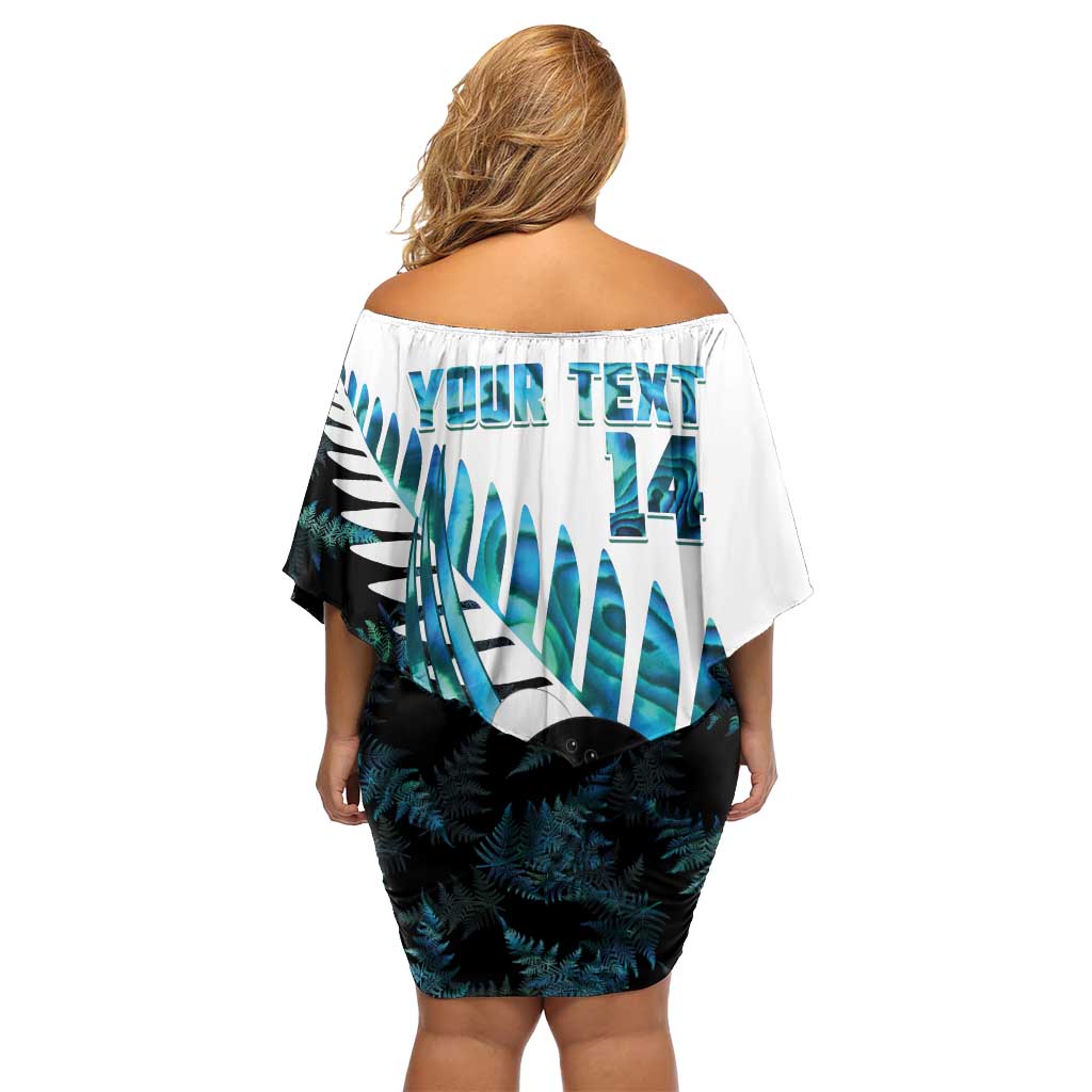 New Zealand Lawn Bowls Custom Off Shoulder Short Dress Aotearoa Silver Fern Paua Shell - Aussie Hoodie