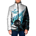 New Zealand Lawn Bowls Custom Padded Jacket Aotearoa Silver Fern Paua Shell - Aussie Hoodie