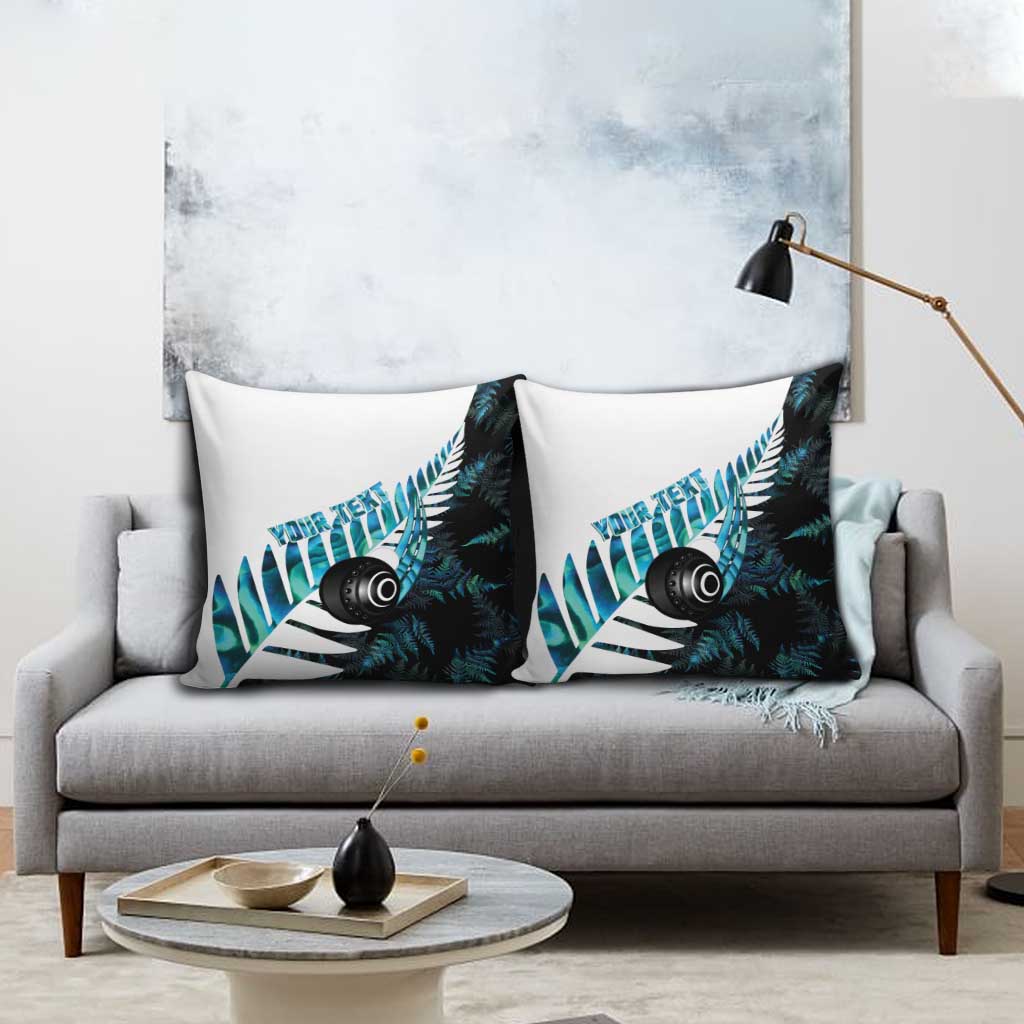 New Zealand Lawn Bowls Custom Pillow Cover Aotearoa Silver Fern Paua Shell - Aussie Hoodie