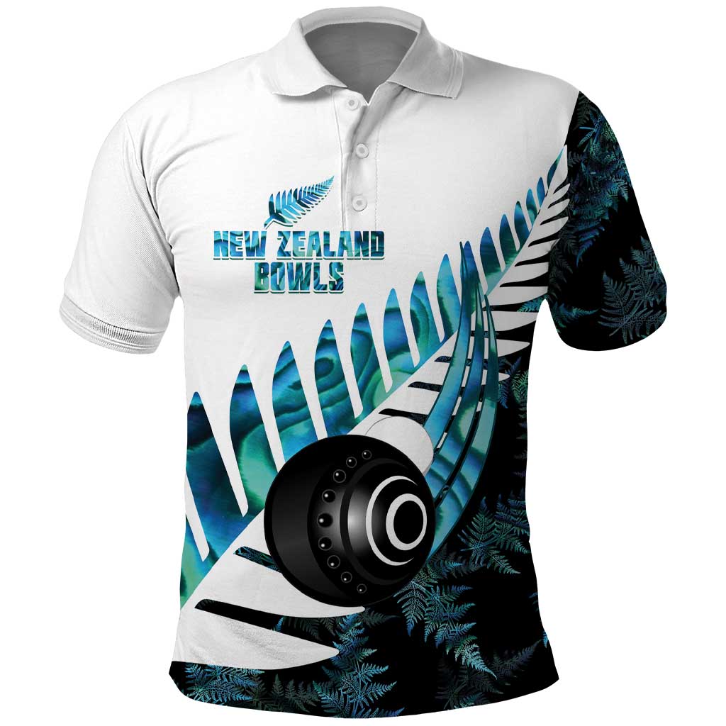New Zealand Lawn Bowls Custom Polo Shirt Aotearoa Silver Fern Paua Shell - Aussie Hoodie