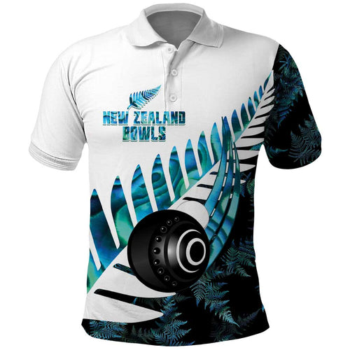 New Zealand Lawn Bowls Custom Polo Shirt Aotearoa Silver Fern Paua Shell - Aussie Hoodie