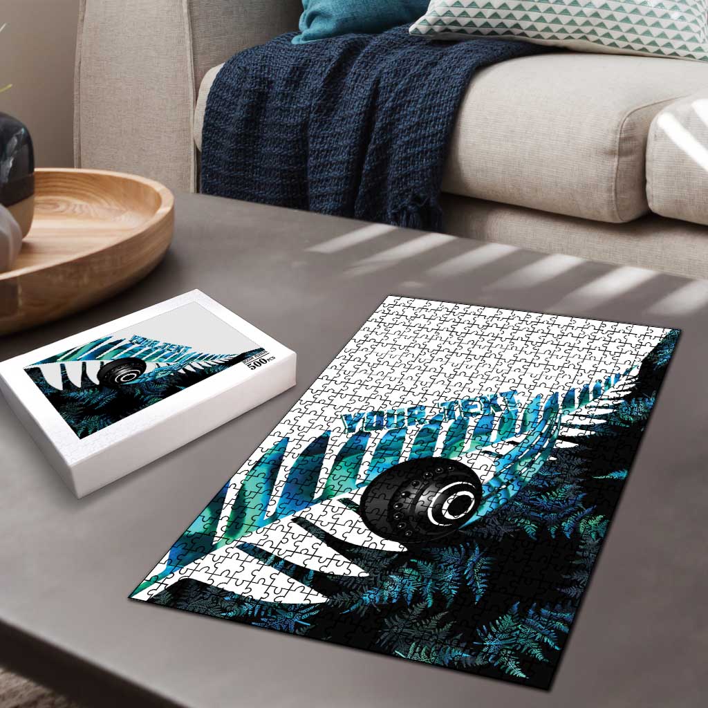 New Zealand Lawn Bowls Custom Puzzle Aotearoa Silver Fern Paua Shell - Aussie Hoodie