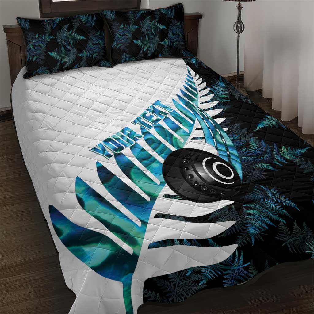 New Zealand Lawn Bowls Custom Quilt Bed Set Aotearoa Silver Fern Paua Shell - Aussie Hoodie