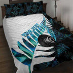 New Zealand Lawn Bowls Custom Quilt Bed Set Aotearoa Silver Fern Paua Shell - Aussie Hoodie